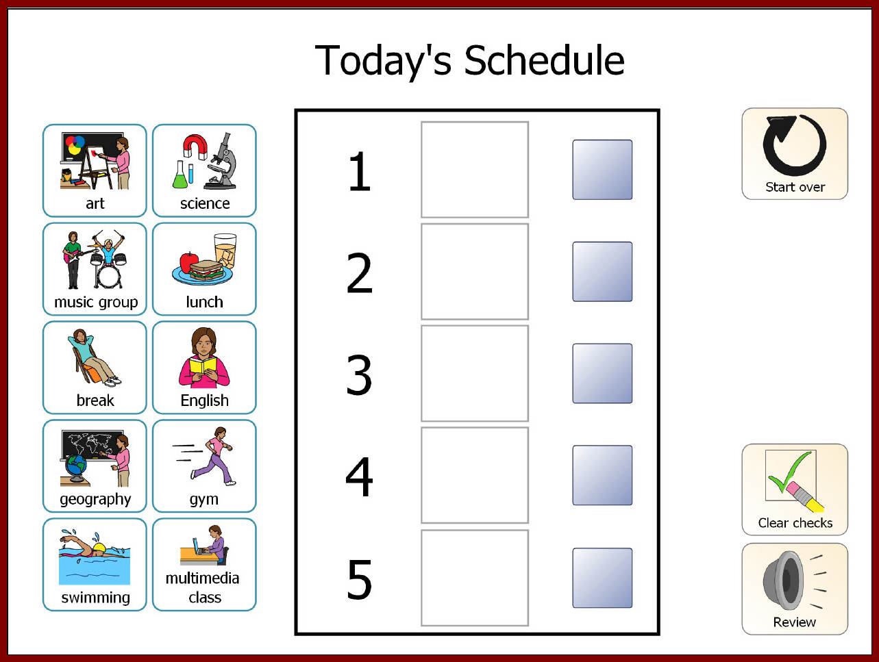 Visual Schedule Template Task List Templates