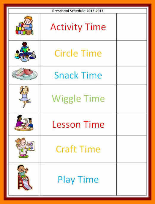 visual schedule for autistic children | Example Daily School 