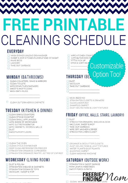 My Quirky Weekly Cleaning Chart: Free Printable First Home Love Life