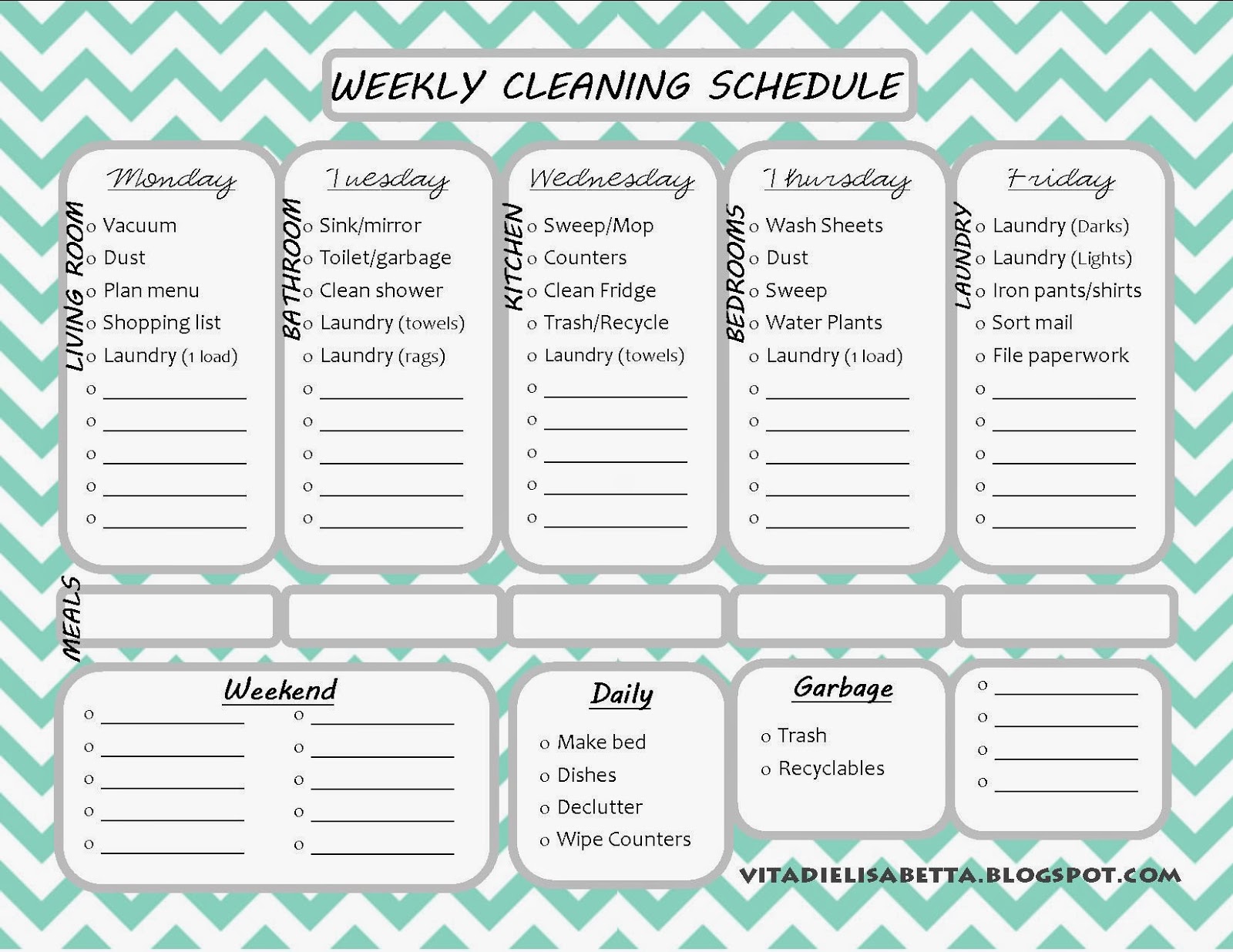 FREE Printable Cleaning Schedule