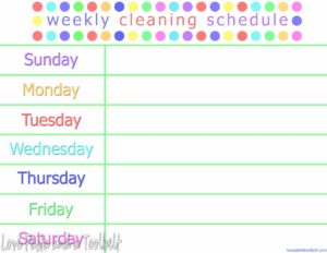 weekly cleaning list template