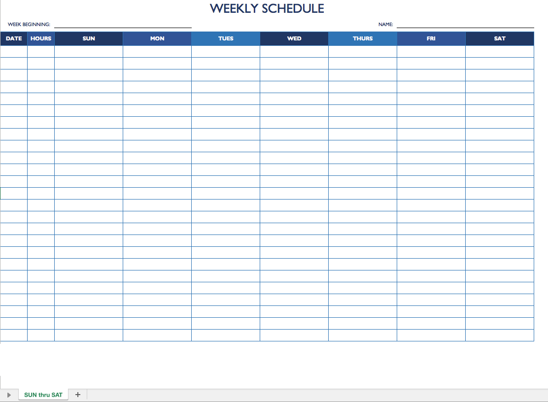 weekly work schedule template