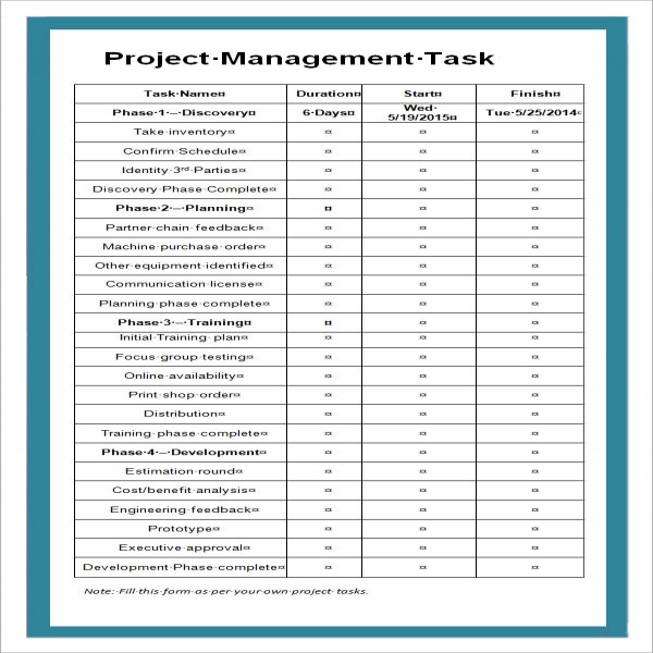 Project Management Task List Template Task List Templates - Vrogue