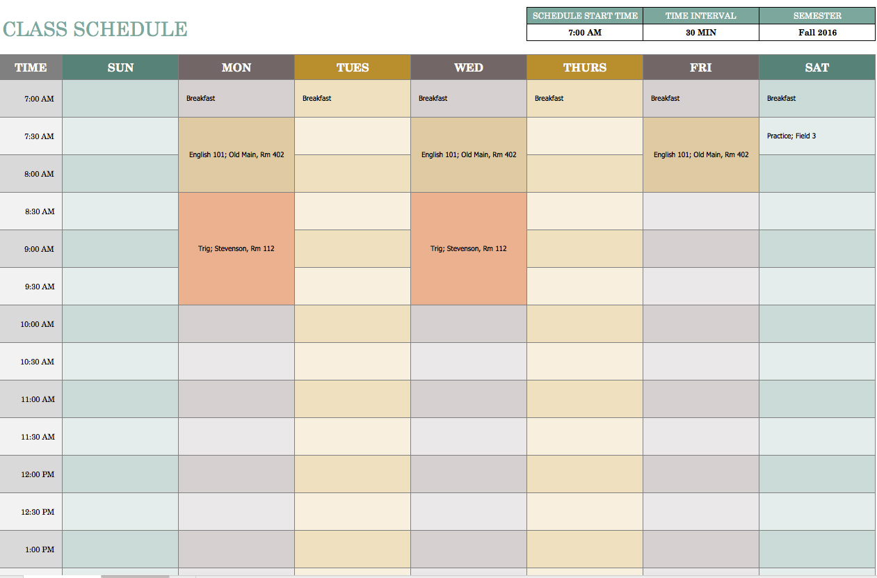 create a daily schedule template