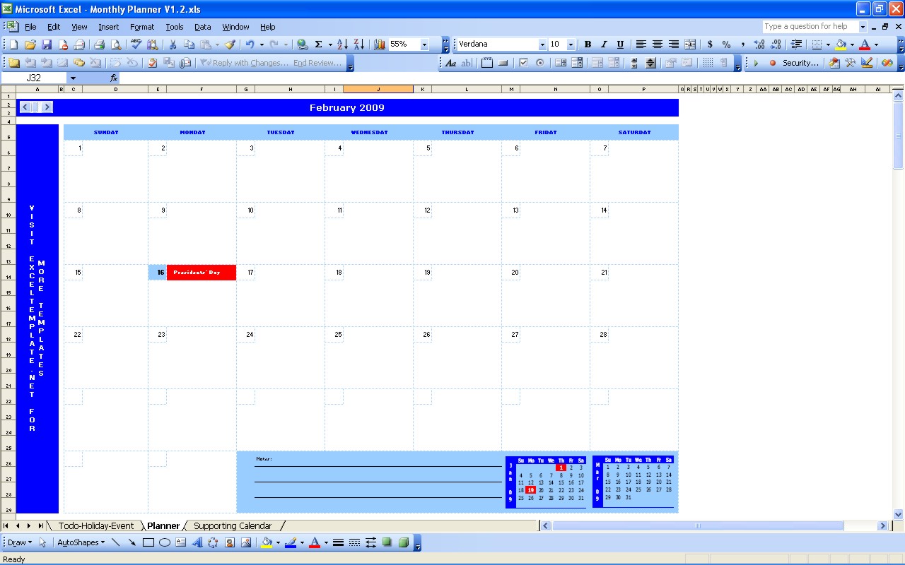 monthly activity calendar excel