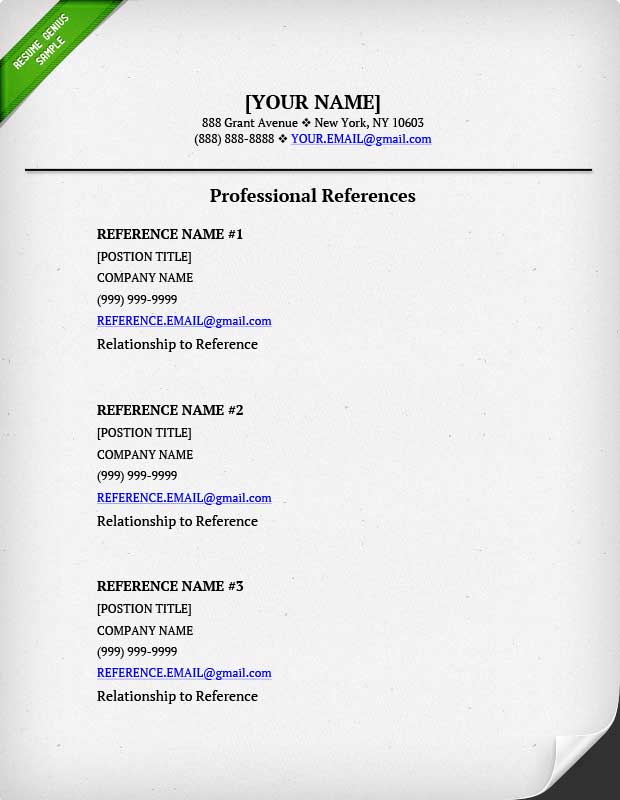 how to set up reference page resume