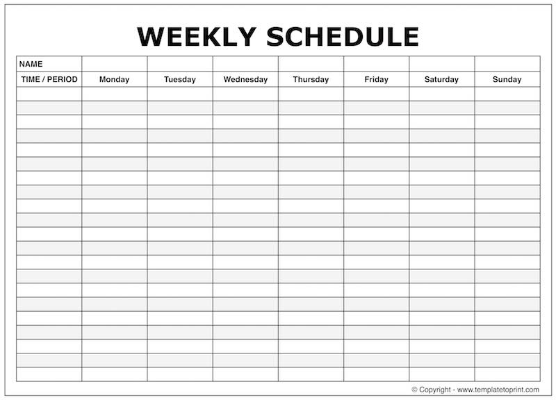 Weekly Schedule Planner – task list templates