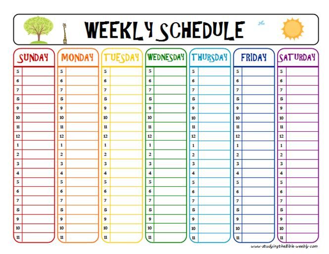 Weekly Schedule Printable task list templates