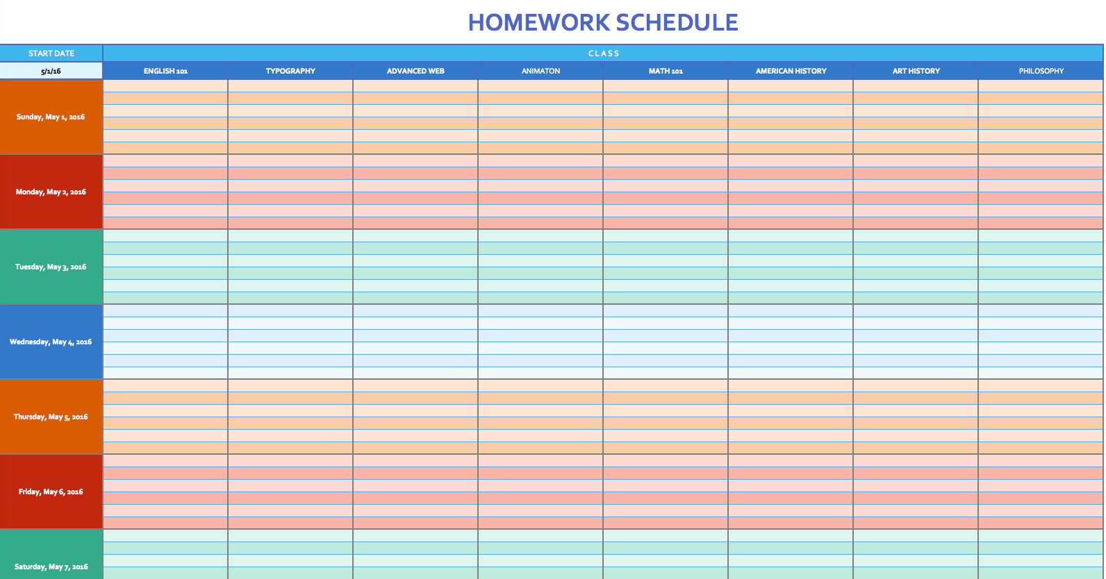 Weekly Schedule Template Excel task list templates