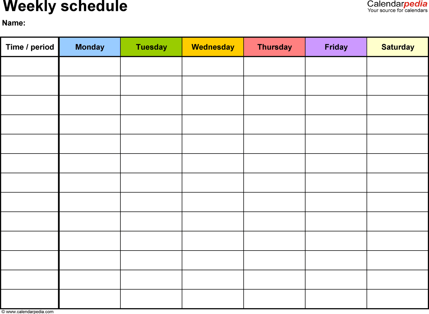 Weekly Schedule Template Excel task list templates