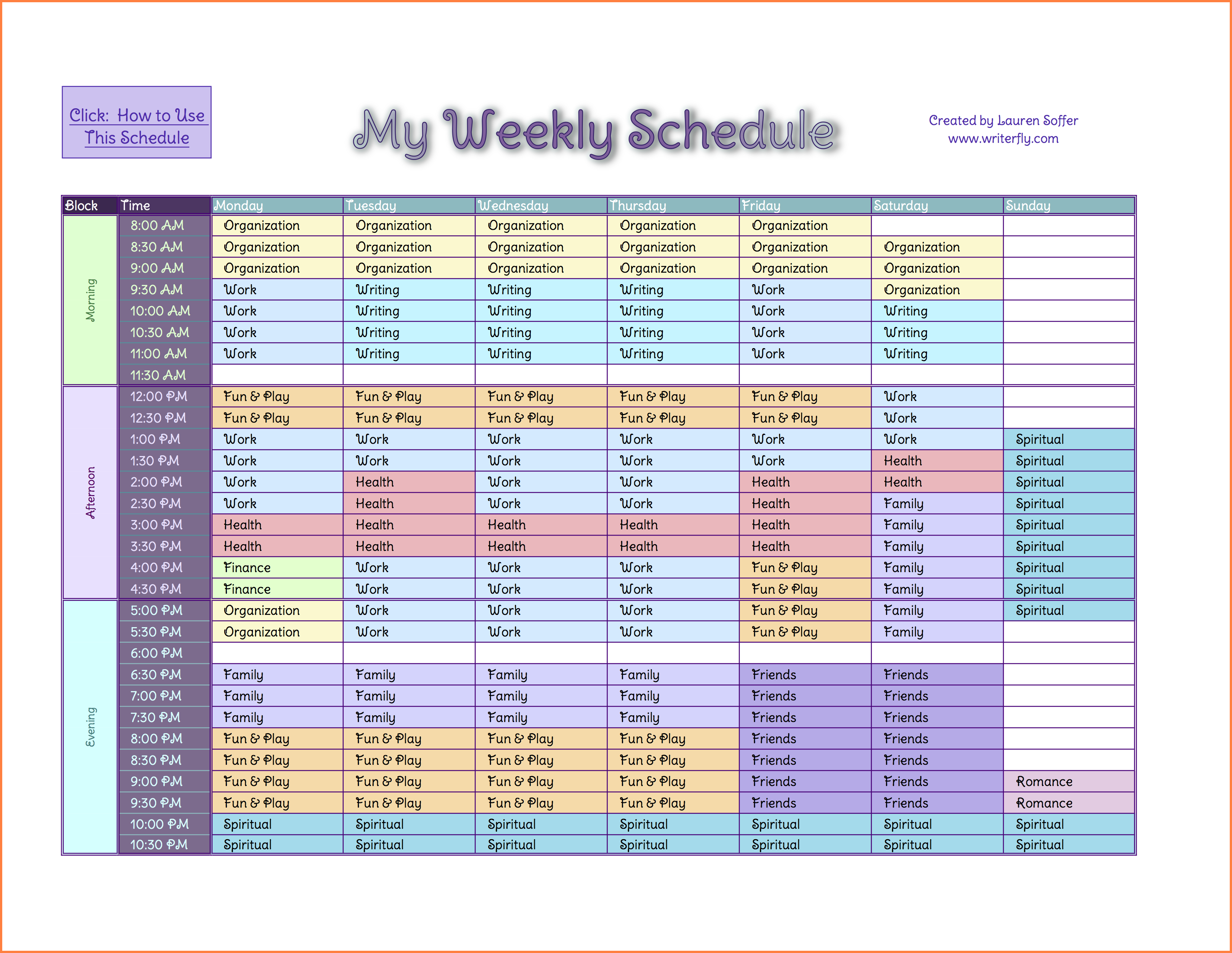 Weekly Schedule Template Excel Task List Templates