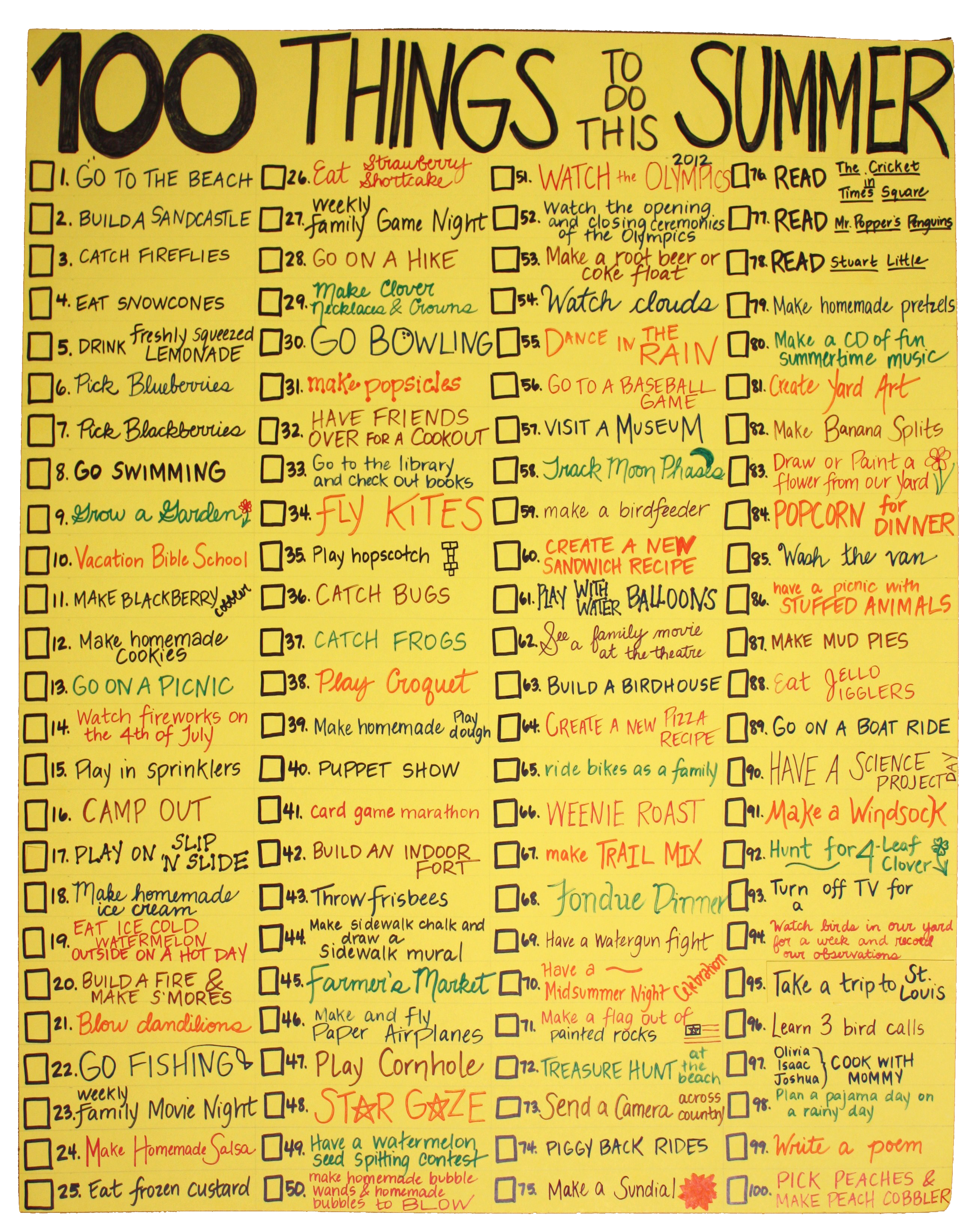 to do list ideas