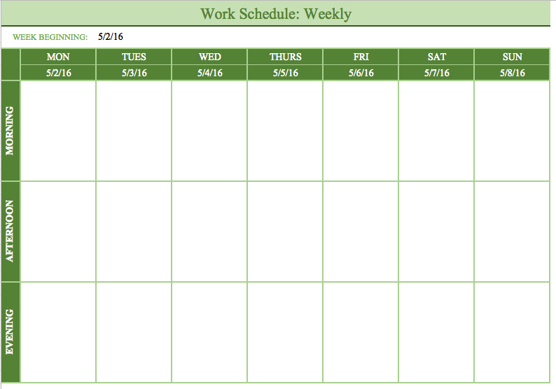 Free Work Schedule Template task list templates