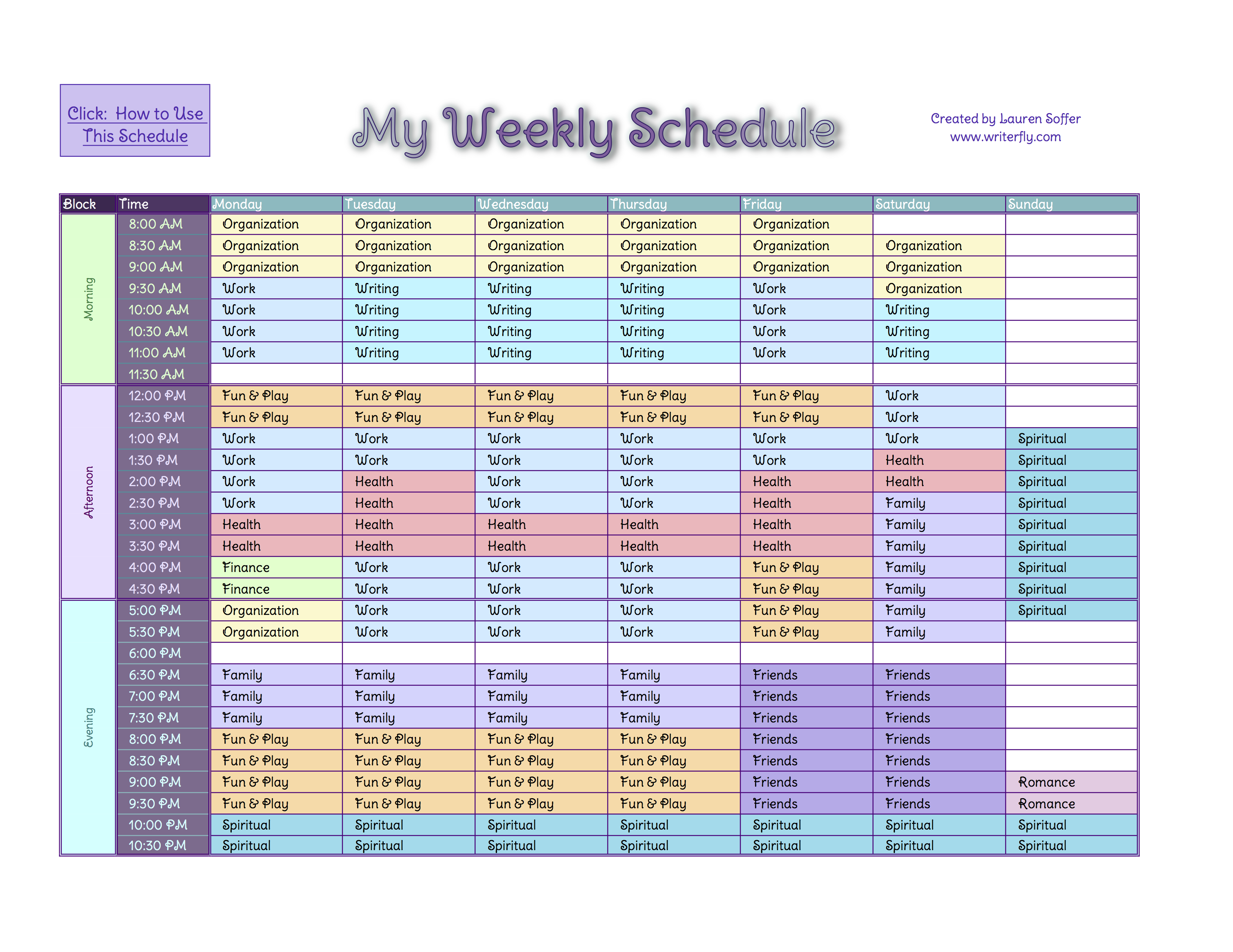 Time Management Chart Template